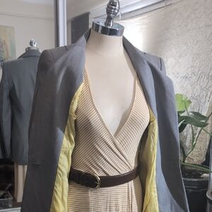 Escada Gray and Yellow Blazer Modern Cut Professional